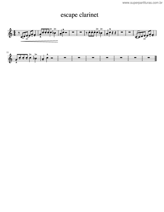 Partitura da música Escape Clarinet