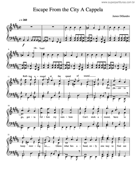 Partitura da música Escape From The City A Cappela – Unfinished
