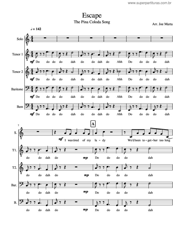 Partitura da música Escape The Pina Colada Song