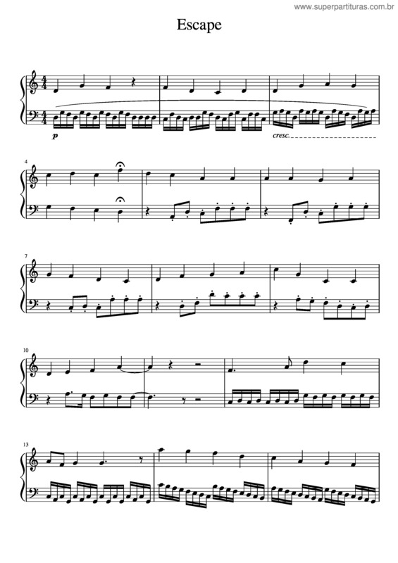 Partitura da música Escape v.13