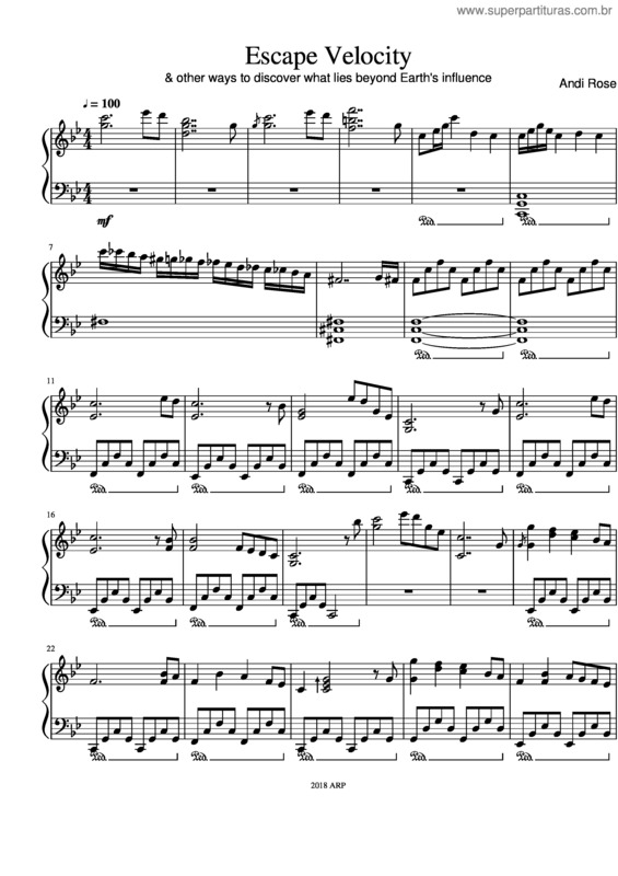 Partitura da música Escape Velocity