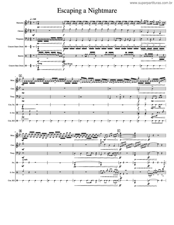 Partitura da música Escaping A Nightmare Percussao