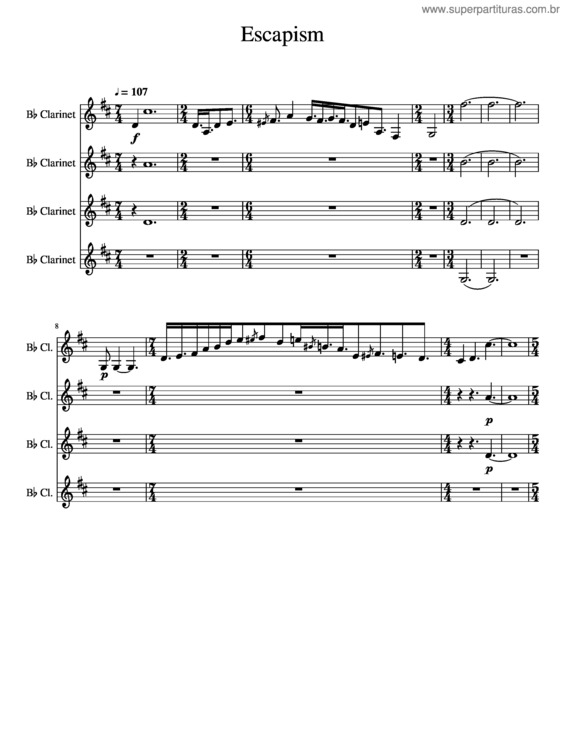 Partitura da música Escapism v.2