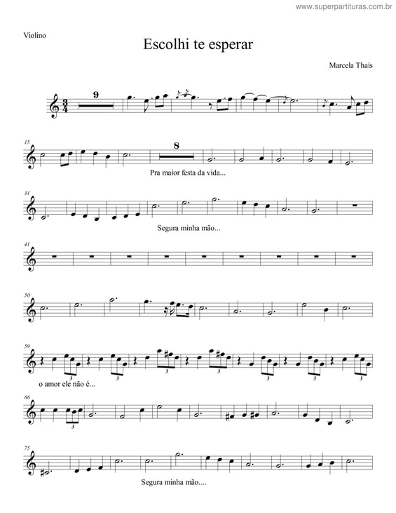 Partitura da música Escolhi Te Esperar Acompanhamento