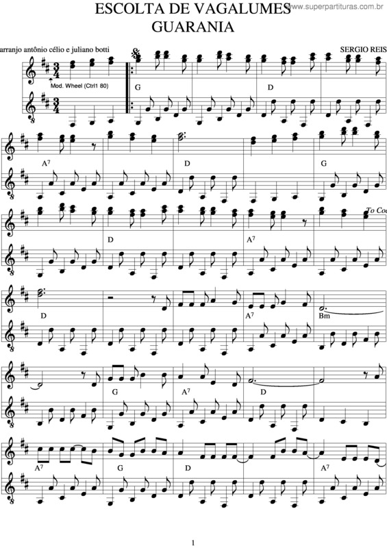 Partitura da música Escolta De Vagalumes