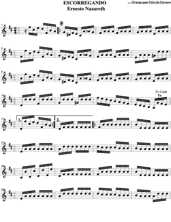 Partitura da música Escorregando v.2