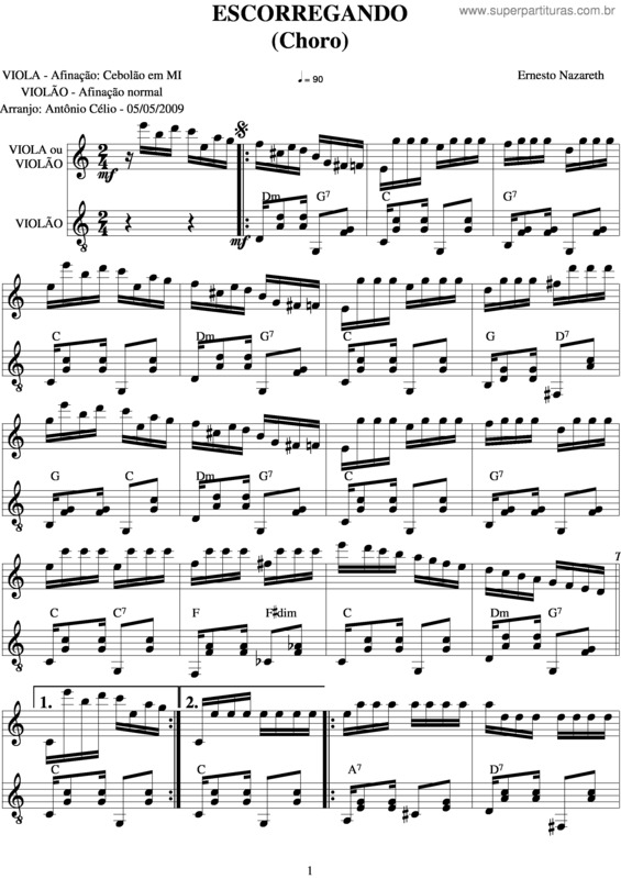 Partitura da música Escorregando v.4