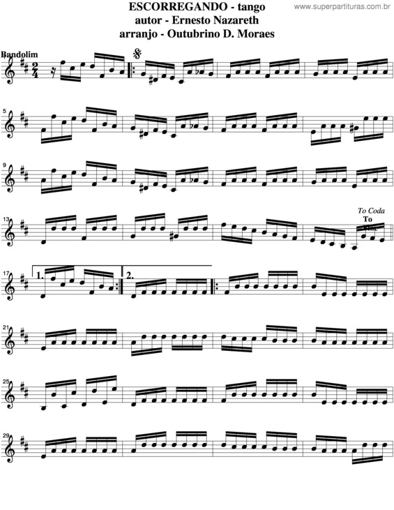 Partitura da música Escorregando v.6