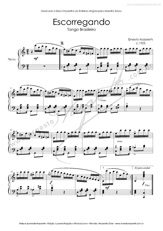 Partitura da música Escorregando