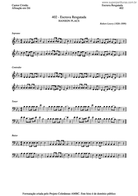 Partitura da música Escrava Resgatada v.3