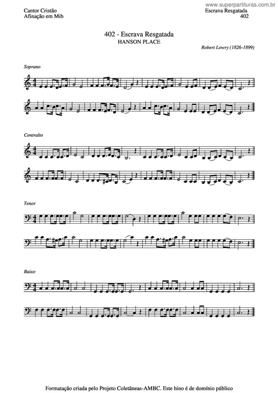 Partitura da música Escrava Resgatada v.5