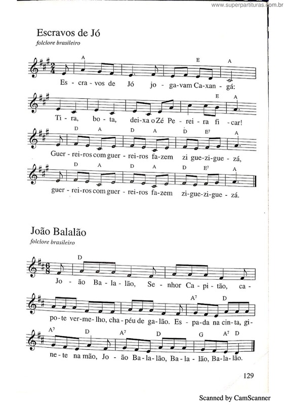 Partitura da música Escravos De Jó E João Balalão