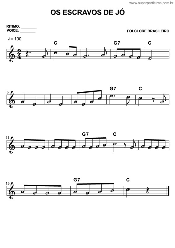 Partitura da música Escravos De Jó v.5