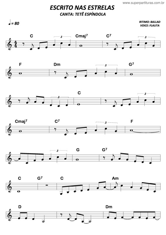 Partitura da música Escritos Nas Estrelas