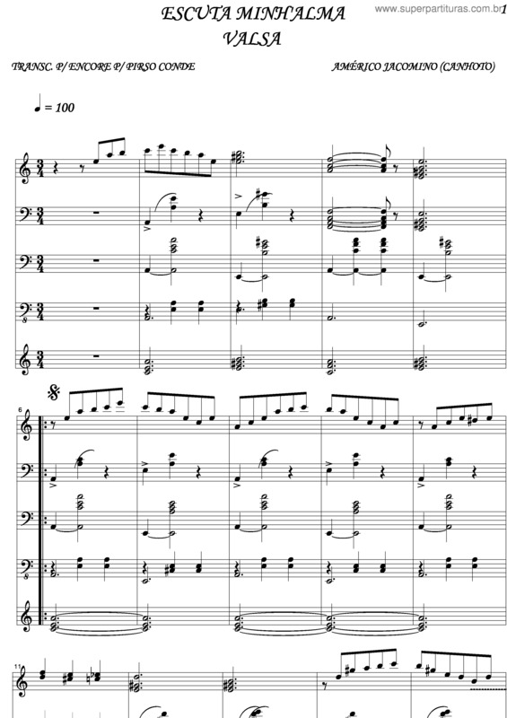 Partitura da música Escuta Minh`Alma v.2