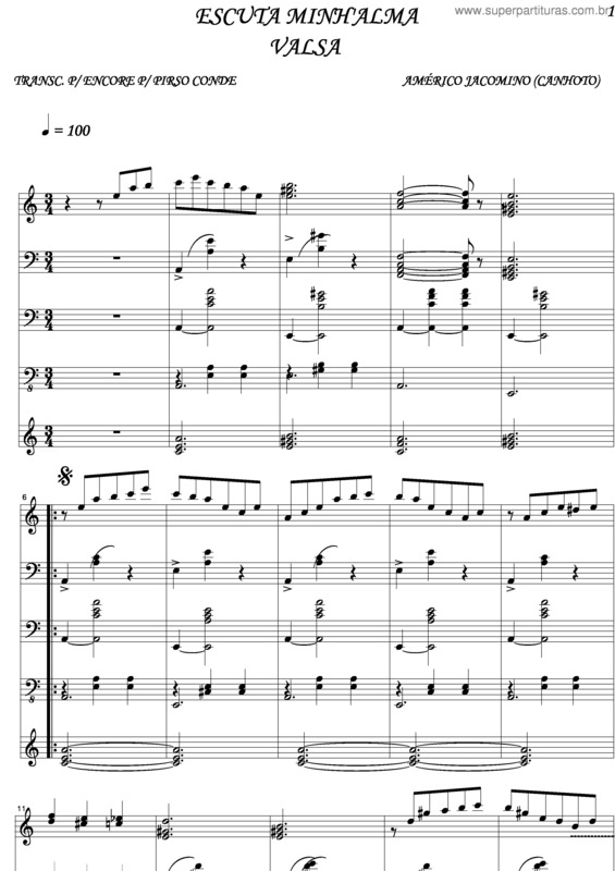 Partitura da música Escuta Minh`Alma v.3