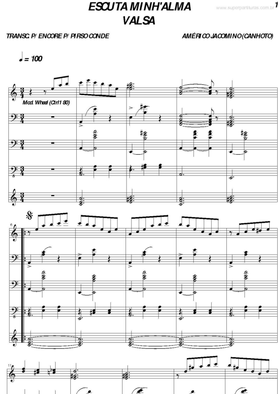 Partitura da música Escuta minh`alma