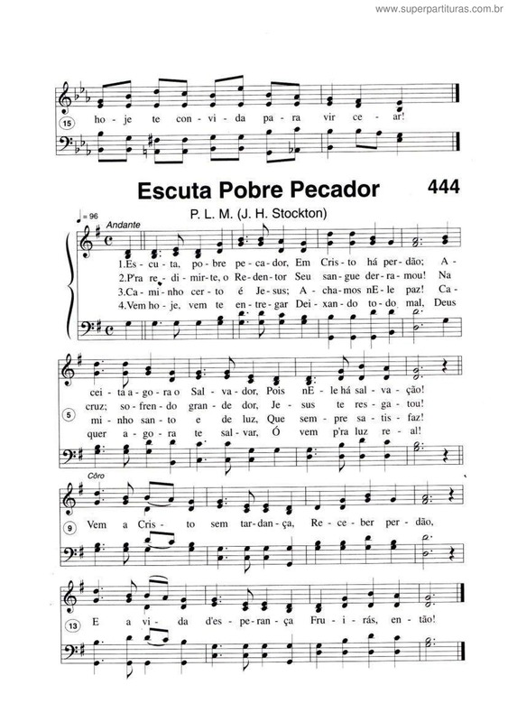 Partitura da música Escuta Pobre Pecador