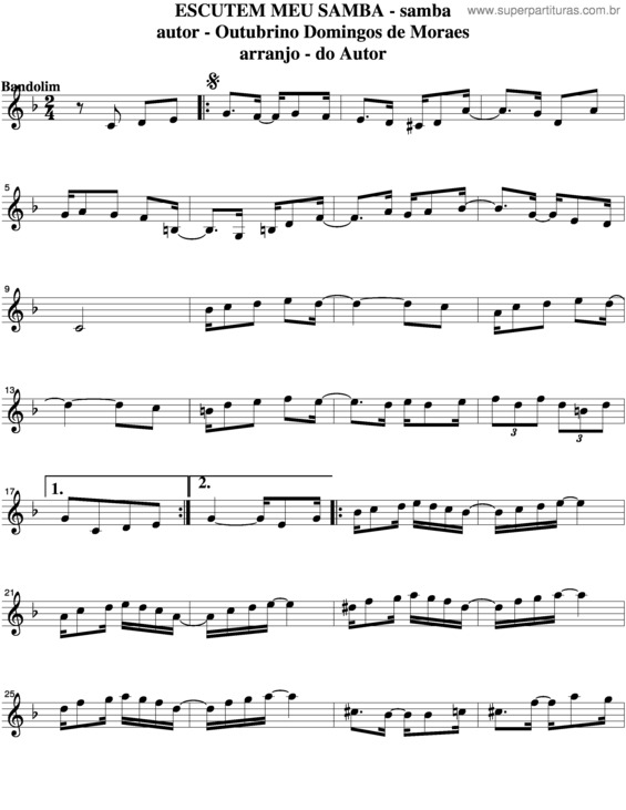 Partitura da música Escutem Meu Samba