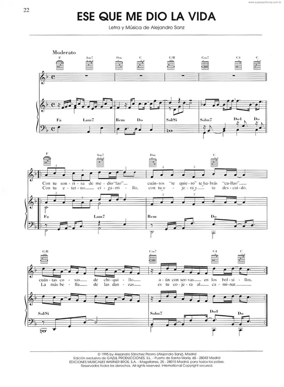 Partitura da música Ese Que Me Dió La Vida v.2