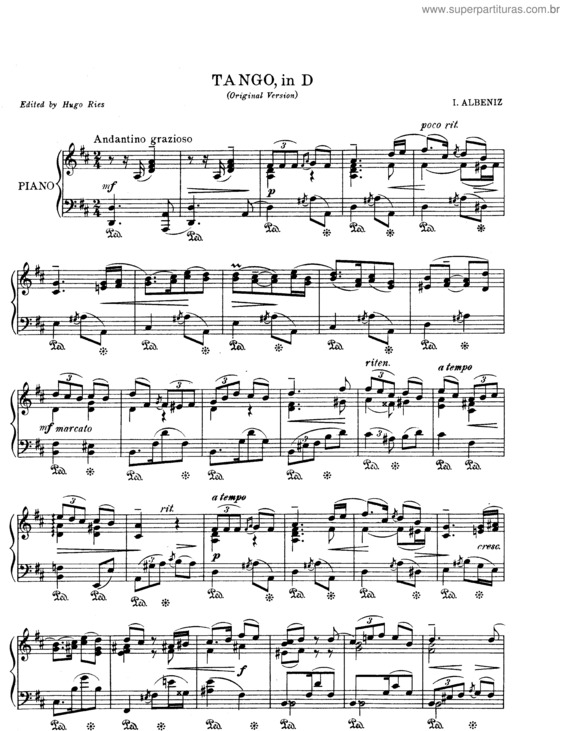 Partitura da música España, 6 pieces