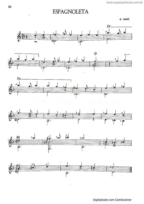 Partitura da música Espagnoleta