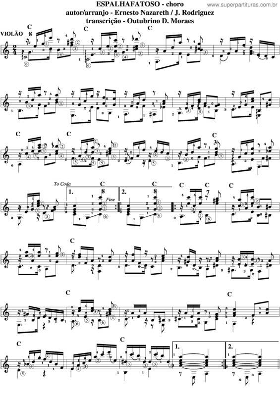 Partitura da música Espalhafatoso v.2
