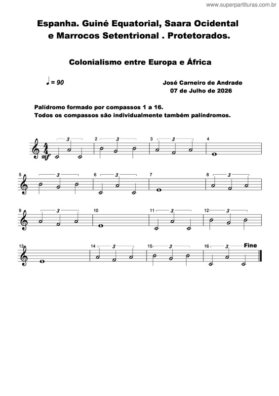 Partitura da música Espanha. Guiné Equatorial, Saara Ocidental E Marrocos Setentrional. Protetorados.