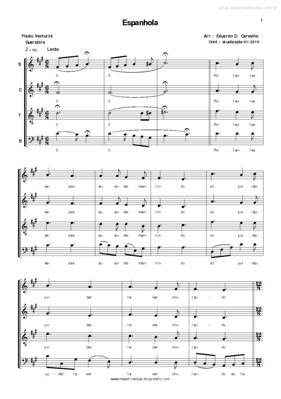 Partitura da música Espanhola v.3