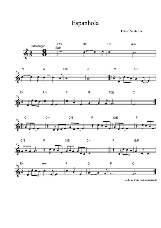 Partitura da música Espanhola v.6