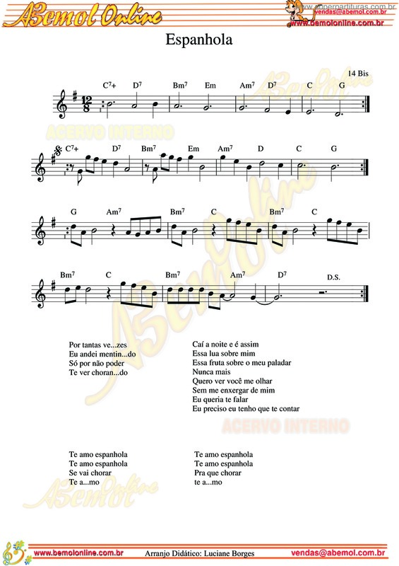 Partitura da música Espanhola v.7