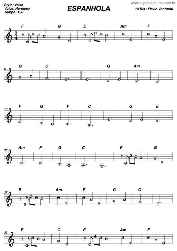 Partitura da música Espanhola v.9