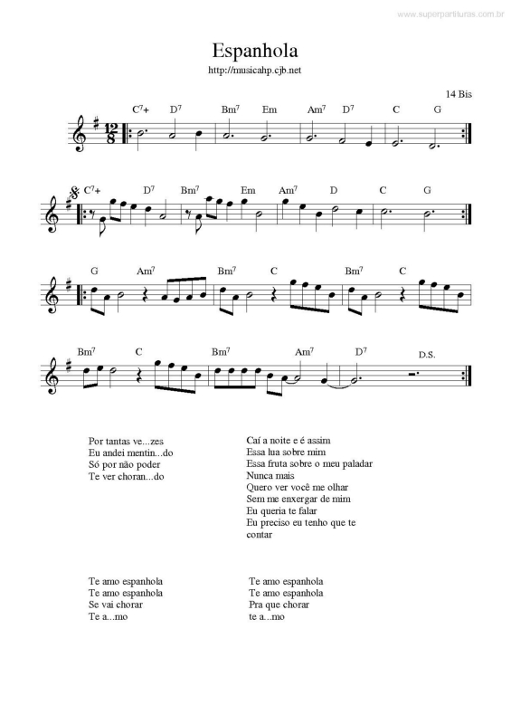 Partitura da música Espanhola