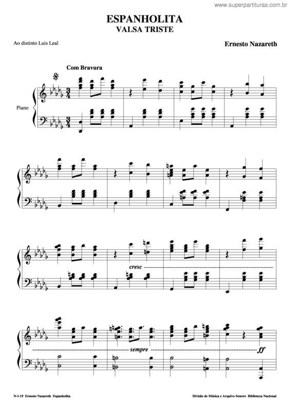 Partitura da música Espanholita v.2