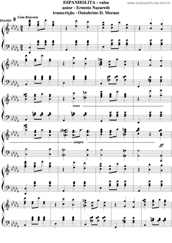 Partitura da música Espanholita v.3