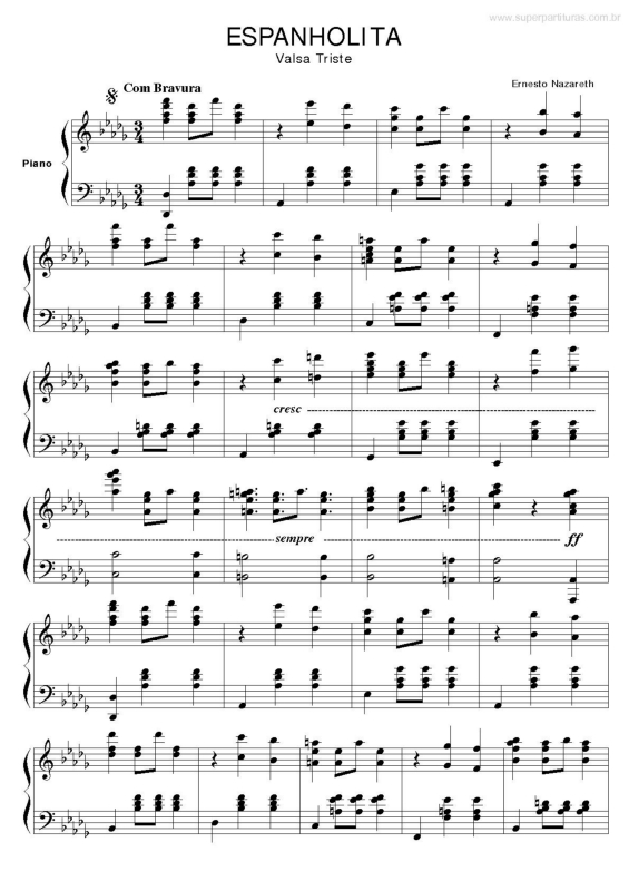 Partitura da música Espanholita