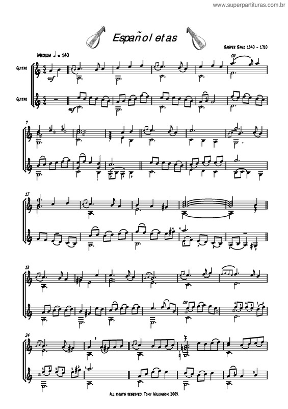 Partitura da música Espanoletas v.2
