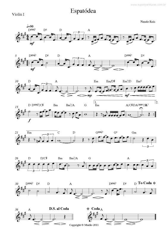 Partitura da música Espatódea