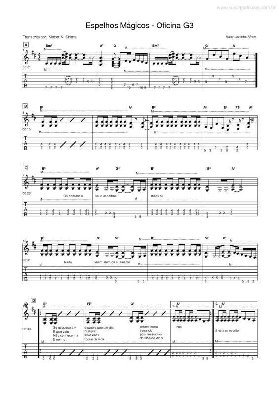 Partitura da música Espelhos Mágicos