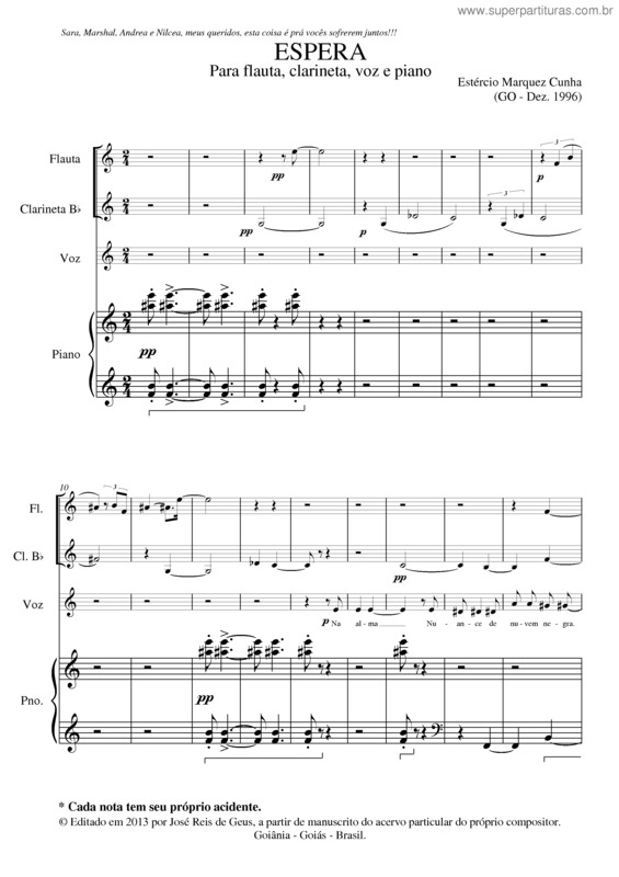 Partitura da música Espera v.2