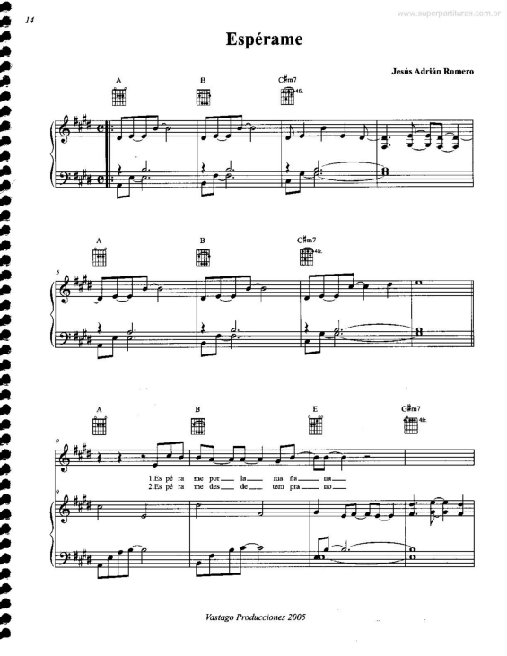 Partitura da música Espérame