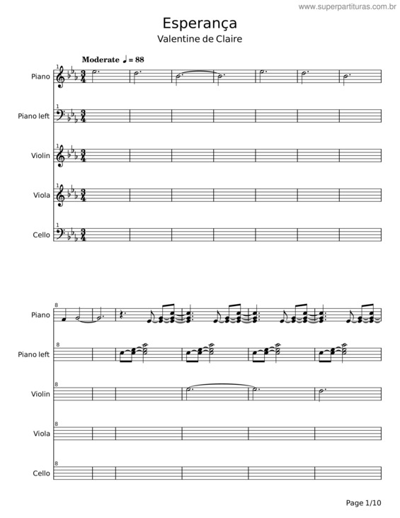 Partitura da música Esperança – Valentine De Claire