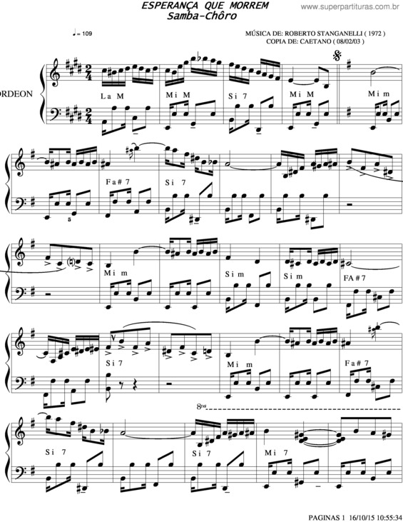 Partitura da música Esperança Que Morrem v.2