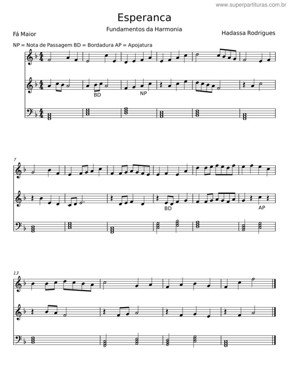 Partitura da música Esperança v.14