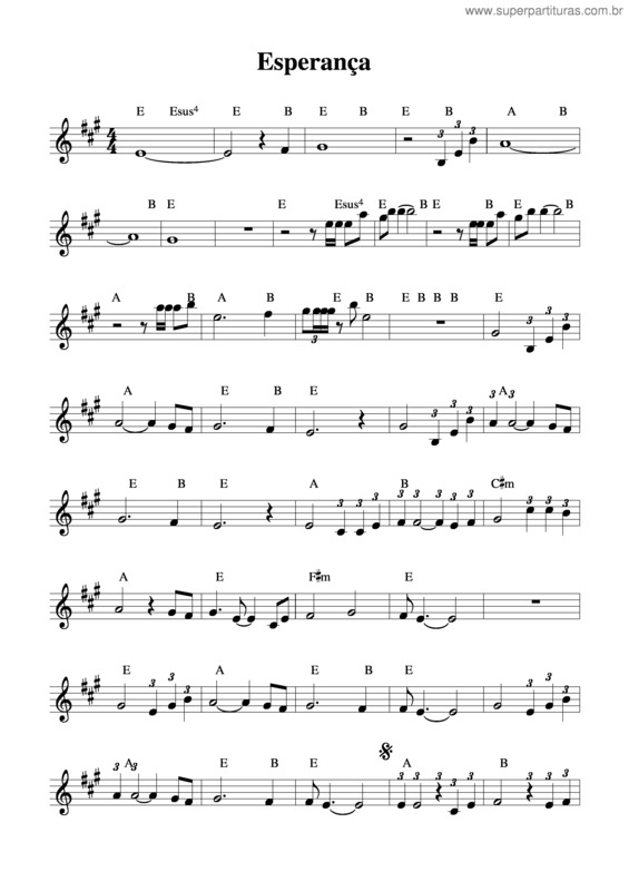 Partitura da música Esperança v.2