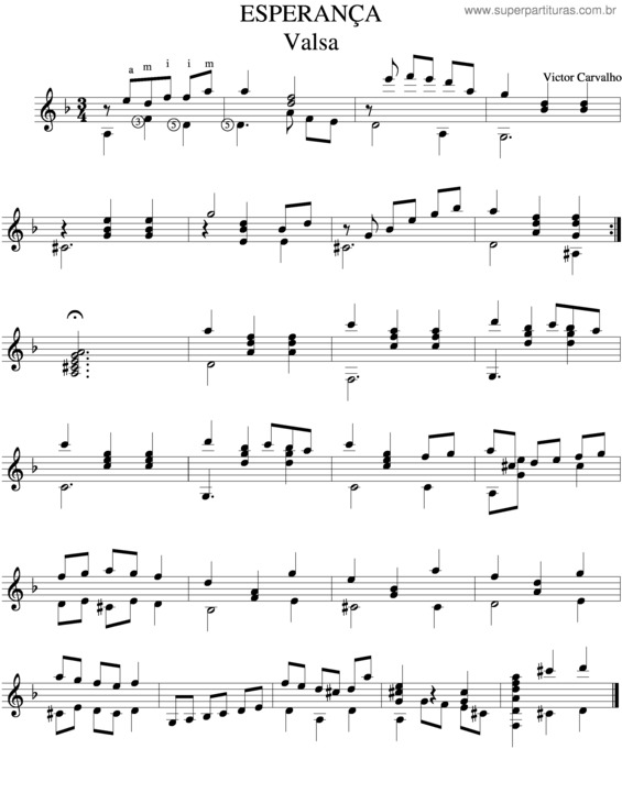 Partitura da música Esperança