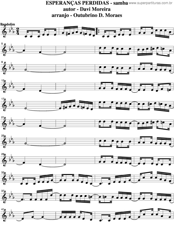 Partitura da música Esperanças Perdidas