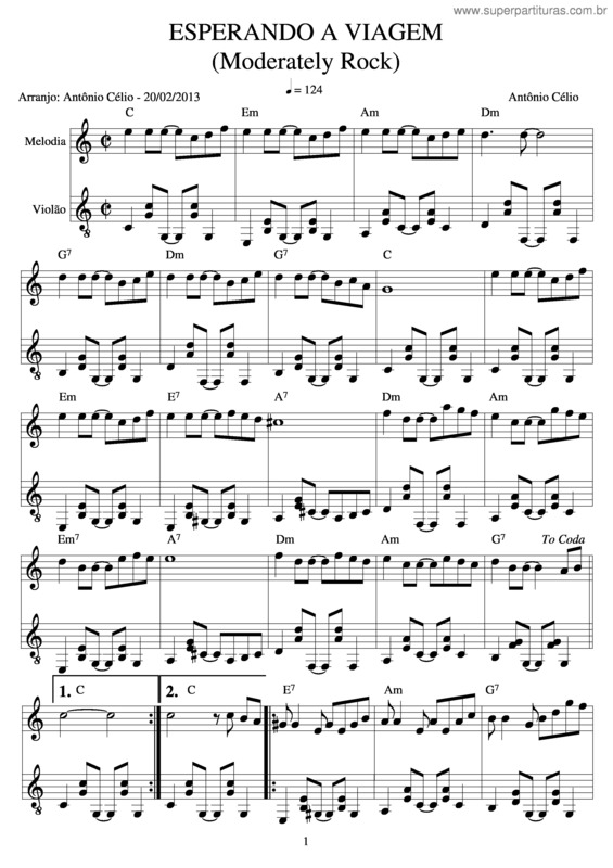 Partitura da música Esperando A Viagem