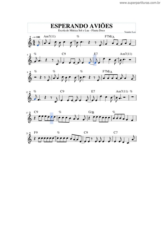 Partitura da música Esperando Aviões