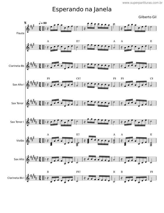 Partitura da música Esperando Na Janela – Gilberto Gil v.2